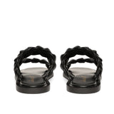 Saint Bruna Black Woven Leather Sliders