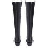 Saint Alessia Black Leather Block Heel Knee High Boots