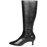 Saint Nadine Black Leather Slouchy Kitten Heel Long Boots