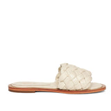 Saint Edetta White Woven Leather Sliders