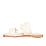 Saint Bruna White Woven Leather Sliders