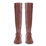 Saint Delores Cuoio Crust Leather Buckle Decor Knee High Boots