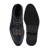 Saint Faustin Navy Leather Lace Up Brogue - SaintG