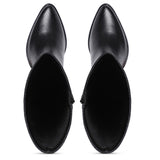 Saint Clochette Snake Embossed Black Leather Knee High Boots - SaintG India 