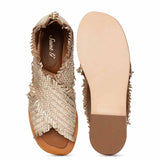 Saint Filomena Platin Woven Leather Sandals