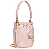 Halsey Pink Blush Hand Woven Leather Bucket Bags