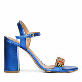 Navy Metallic Leather Fashion Heels