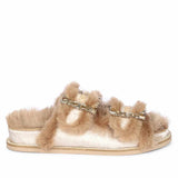 Saint Gemma Diamante Buckles Beige Fur Sandals