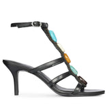 Saint Monroe Multi Stone Black Leather Stilettos