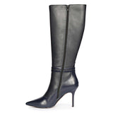 Saint Rey Buckle Decor Black & Blue Leather Long Boots