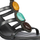 Saint Monroe Multi Stone Black Leather Stilettos