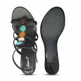 Saint Monroe Multi Stone Black Leather Stilettos