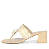 Saint Stevie Stone Jeweled Beige Raffia Block Heels