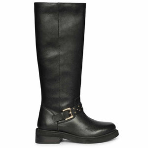 Saint Harley Studded Harness Black Leather Long Boots