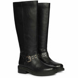 Saint Harley Studded Harness Black Leather Long Boots
