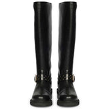Saint Harley Studded Harness Black Leather Long Boots