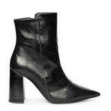 Saint Maura Black Crinkle Patent Leather High Ankle Boots