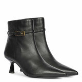 Saint Darcie Buckle Decor Black Leather Ankle Boots