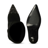 Saint Estrella Studded Stretch Suede Stiletto Long Boots