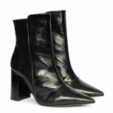 Saint Maura Black Crinkle Patent Leather High Ankle Boots