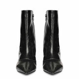 Saint Maura Black Crinkle Patent Leather High Ankle Boots