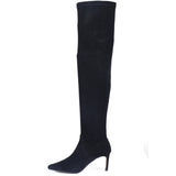 Saint Benoite Black Stretch Suede Thigh High Boots