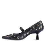 Saint Anouk Multi Eyelets Black Leather Pumps