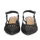 Saint Elowen Black Hand Woven Leather Low Block Heels