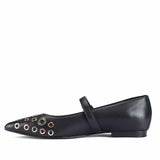 Saint Anouk Multi Eyelets Black Leather Ballerinas