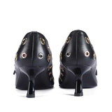 Saint Anouk Multi Eyelets Black Leather Pumps