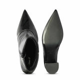 Saint Maura Black Crinkle Patent Leather High Ankle Boots