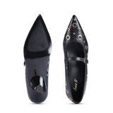 Saint Anouk Multi Eyelets Black Leather Pumps