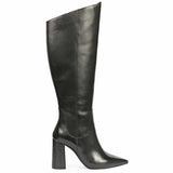Saint Celia Black Leather Block Heel Long Boots