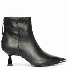 Saint Celvyn Black Leather Pointed Toe Cap Ankle Boots
