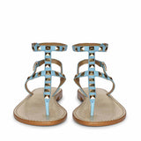 Saint Ornella Sky Blue Leather Metal Studded Sandals