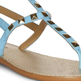Saint Ornella Sky Blue Leather Metal Studded Sandals