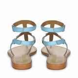 Saint Ornella Sky Blue Leather Metal Studded Sandals