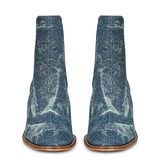 Saint Zoie Blue Washed Denim High Ankle Chelsea Boots