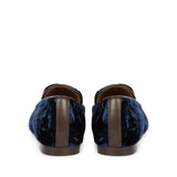 Saint Simona Blue Velvet Tassel Moccasins