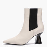 Saint Elliana White Leather Sculpted Heel Chelsea Boots