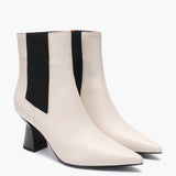 Saint Elliana White Leather Sculpted Heel Chelsea Boots