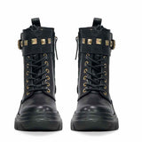 Saint Stella Black Leather Lace Up High Ankle Boots