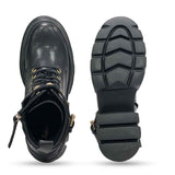 Saint Stella Black Leather Lace Up High Ankle Boots