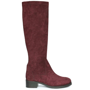 Saint Amy Burgundy Stretch suede Leather Knee High Boots
