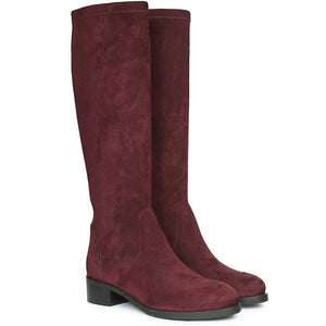 Saint Amy Burgundy Stretch suede Leather Knee High Boots