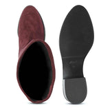 Saint Amy Burgundy Stretch suede Leather Knee High Boots