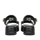 Stylish Saint Flurina Black Leather Sandals - Elevate your look with woven leather and platform sole. Perfect for any occasion.