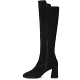 Saint Elexis Black Suede Leather Knee High Boots