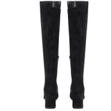 Saint Elexis Black Suede Leather Knee High Boots