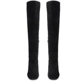 Saint Elexis Black Suede Leather Knee High Boots